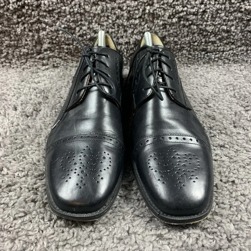 Brass Boot Men's 10 M Black Leather Dress Cap Toe Shoes